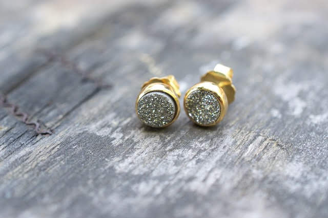 Sonya Renee 10mm Silver Drusy Stud Earrings