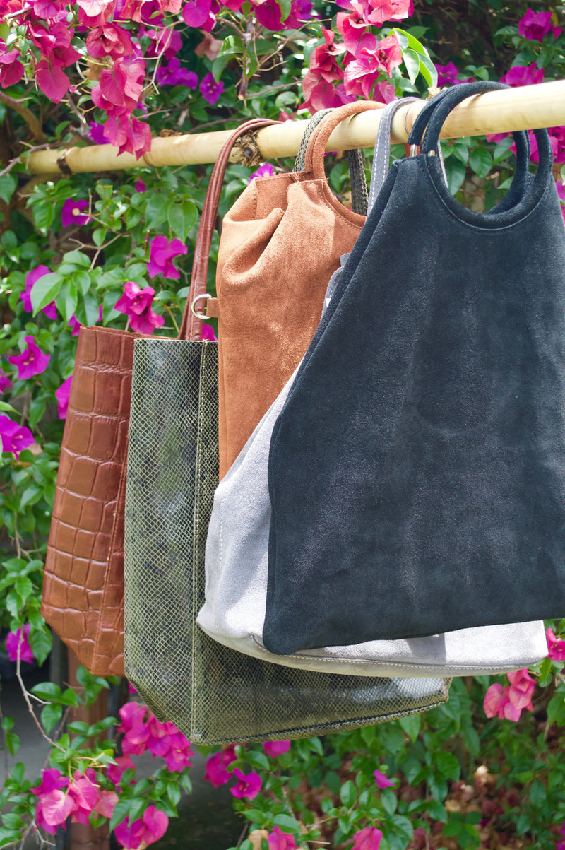 Jijou Capri Grey Sibilla Suede Handbag