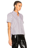 Equipment Paulette Short Sleeve Button Down in Bright White/Orchid Smoke