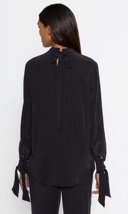 Equipment Aurora Tie Silk Blouse in True Black