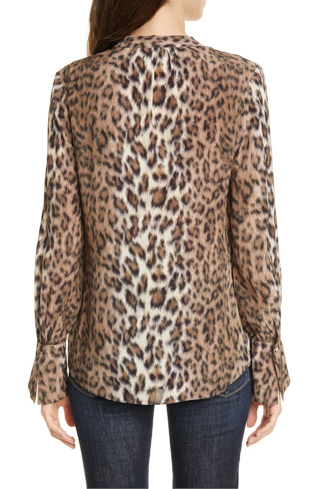 Joie Tariana Leopard-Print Blouse in Light Taupe