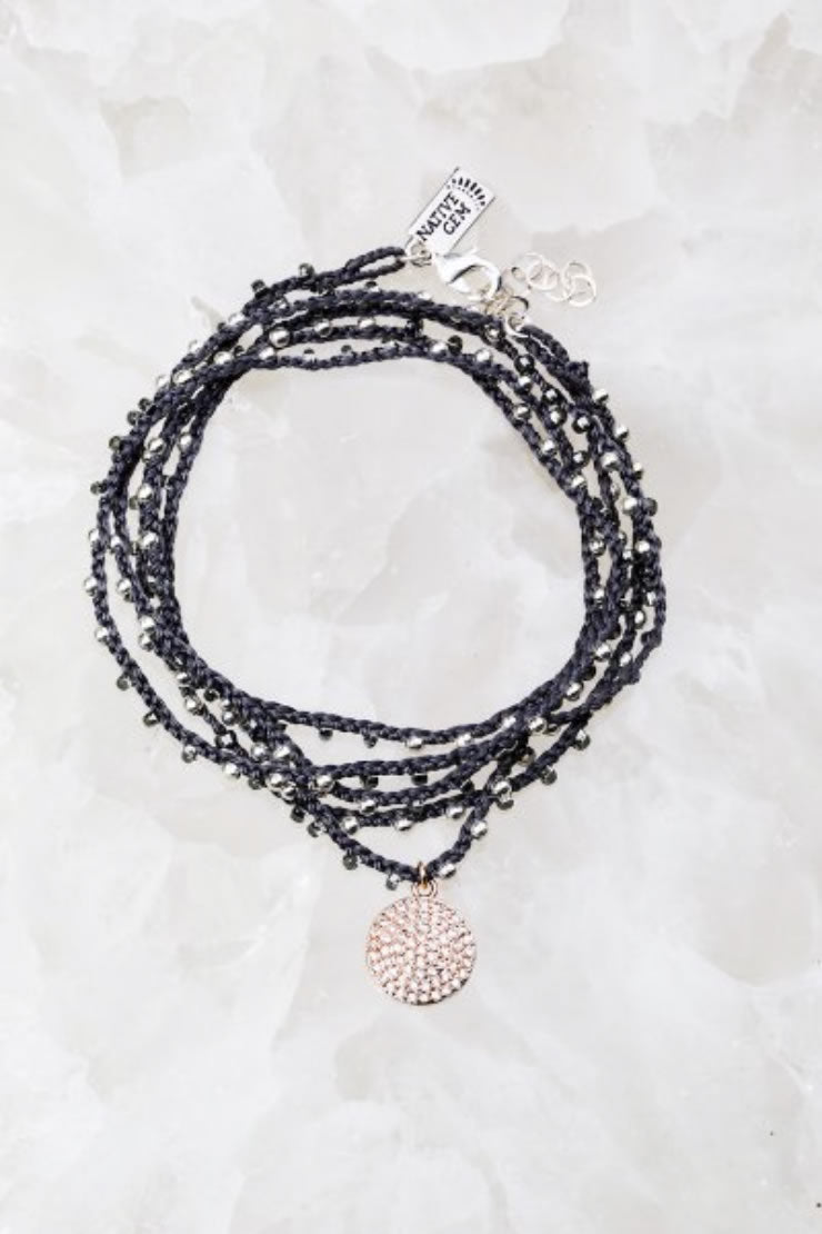 Native Gem Pav̩e Circle 14K Rose Gold Vermeil Silk Wrap