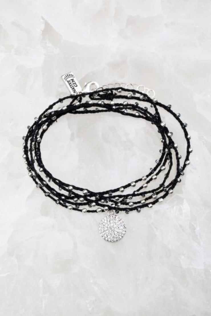 Native Gem Pav̩e Circle Sterling Silver Vermeil Silk Wrap