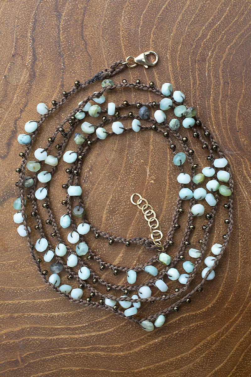 Native Gem Oceans Wrap/Necklace with Peruvian Opal