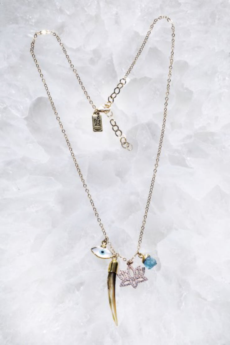 Native Gem Rising Lotus Charm Necklace