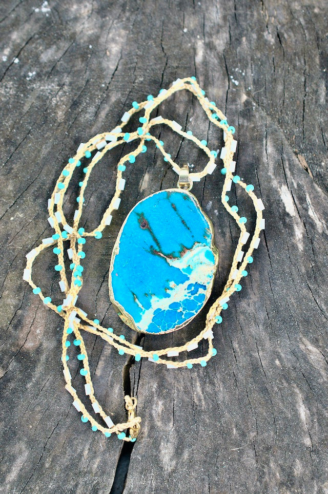 Native Gem Hand-Crochet Turquoise Jasper Necklace