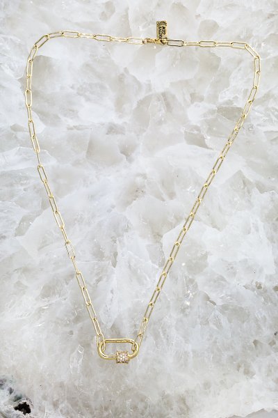 Native Gem Gold Carabiner Necklace