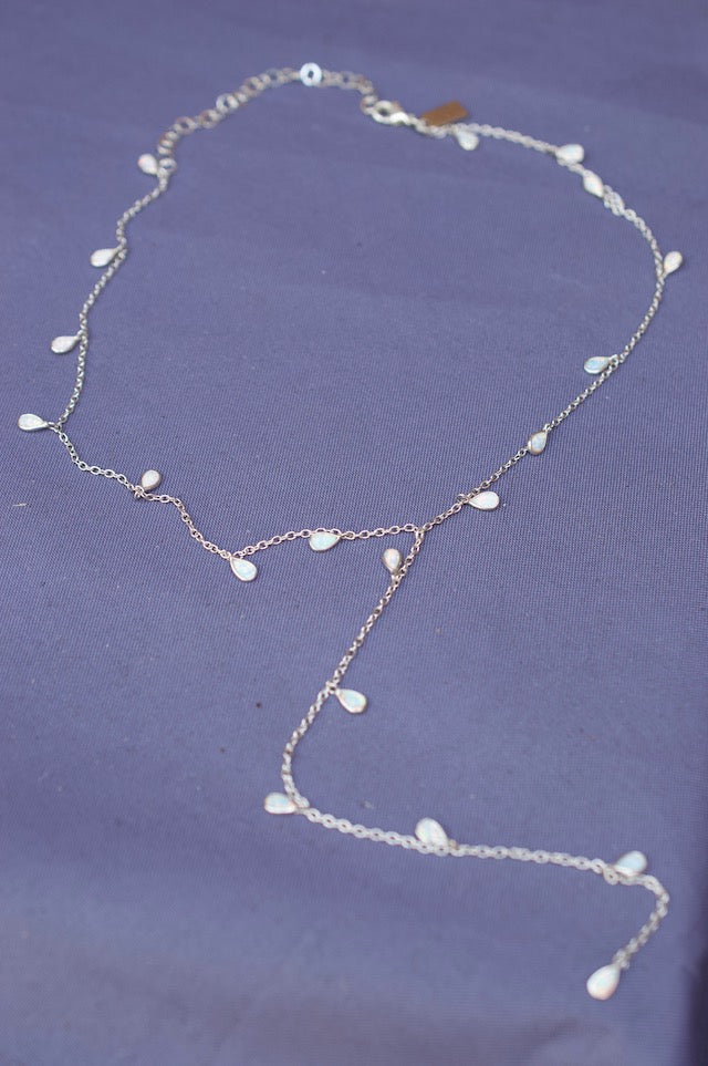 Native Gem Raindrops White Opal Y Necklace