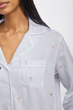Rails Clara Pajama Set in Robin Stripe with Heart Embroidery