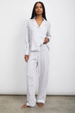 Rails Clara Pajama Set in Robin Stripe with Heart Embroidery