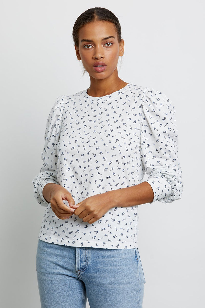 Rails Emilia Puff Sleeve Tee in Indigo Buds