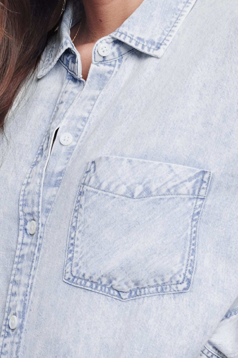 Rails Ingrid Raw Light Acid Wash Button Down Shirt