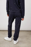 Rails Kingston Sweatpants in Navy with Embroidered Flower Buds