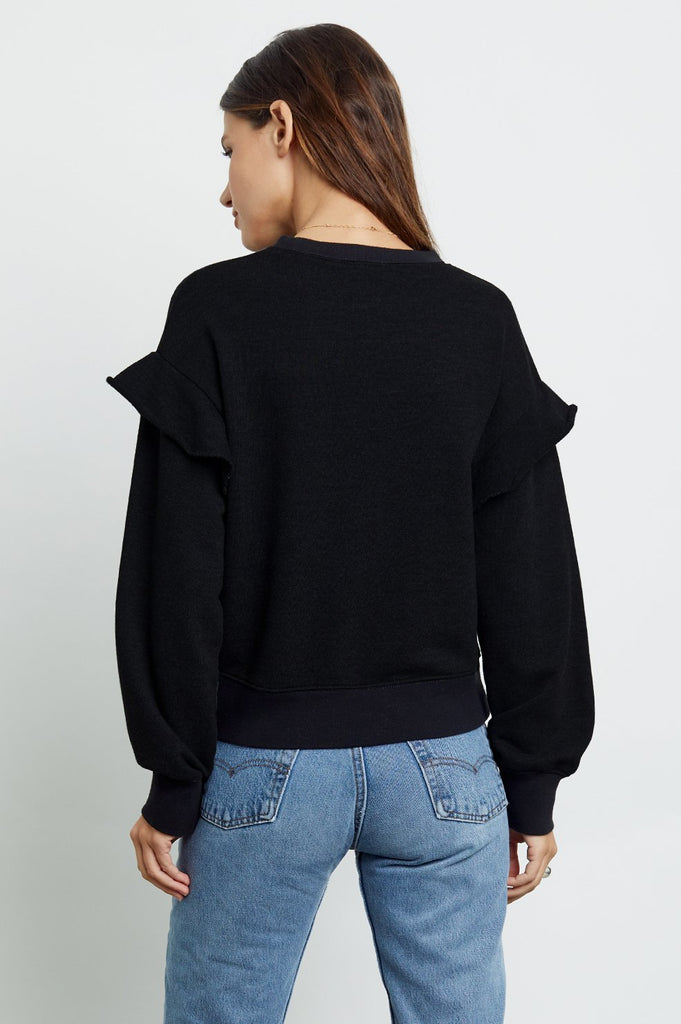 Rails Pauline Ruffled Sweatshirt in Black