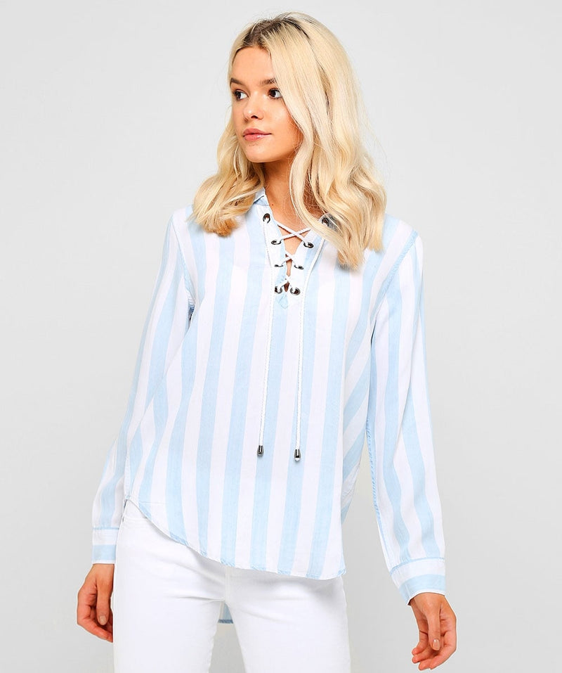 Rails Uli Lace-up Top in Block Stripe