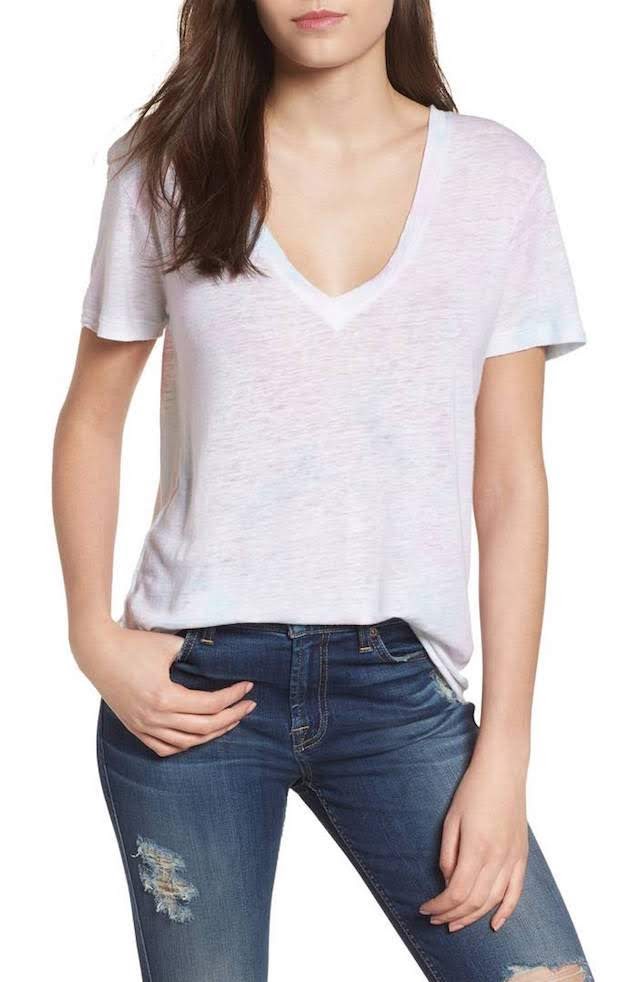 Rails Cara V-Neck Tee in Rainbow Tie Dye