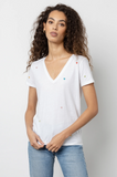 Rails Cara White Tee with Embroidered Hearts