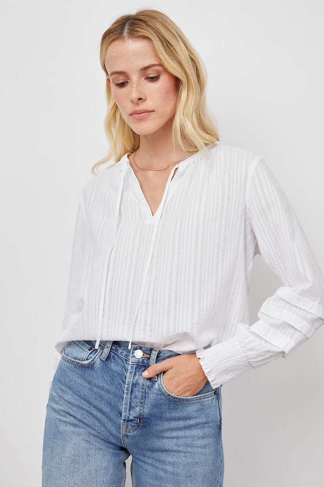 Rails Caterina Pullover Blouse in Powder White Stripe