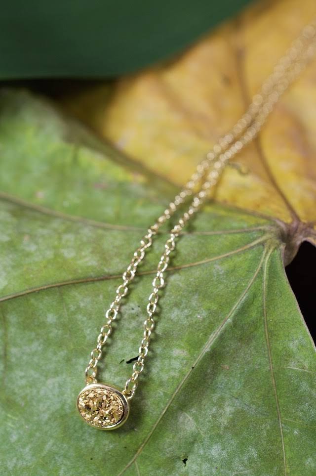 Sonya Renee Gold Oval Druzy Necklace