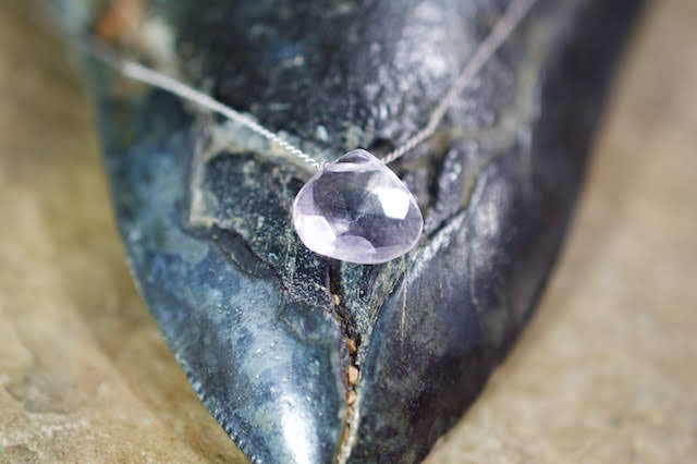 Sonya Renee Amy Grey Silk Cord & Pink Amethyst Necklace