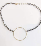 Sonya Renee Charlie Gun Metal Chain Link Necklace with Center Loop