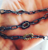 Sonya Renee Emerson Gun Metal Chain Link Necklace with Semi-Precious Stones