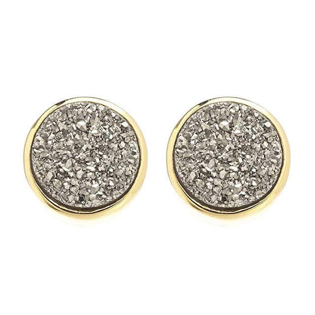 Sonya Renee 10mm Silver Drusy Stud Earrings