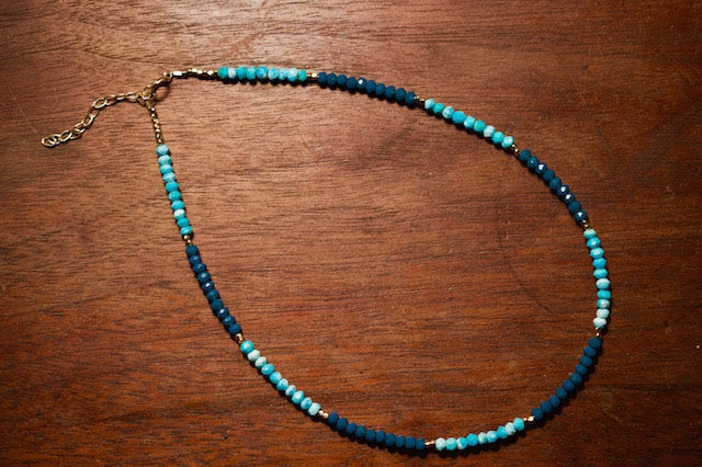 Sonya Renee Teal and Chalcedony Beaded Choker