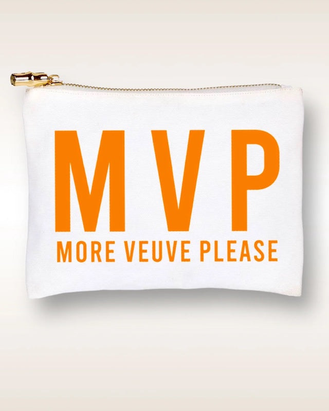 TOSS Designs “MVP” More Veuve Please Flat Zip Cosmetic Bag