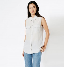Equipment - Sleeveless Slim Signature in Vapor