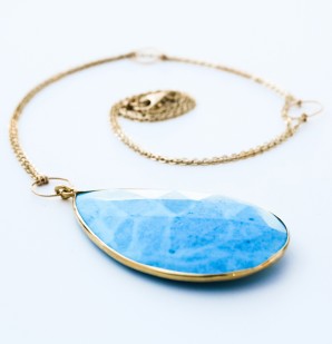 Sonya Renee - Jen Gold Necklace with Turquoise Teardrop Pendant