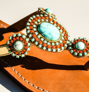 Mystique - Gold and Multi-Colored Gem Sandals