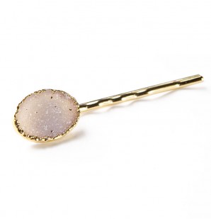 Mickey Lynn Round Druzy with Gold Hairpin