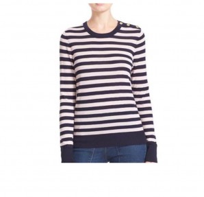 Equipment- Ondine Stripe Sweater in Peacoat/Petal Pink