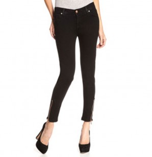 GENETIC Denim The Laurel Zipper Cropped Cigarette in Black