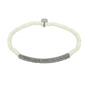 Lisa Freede Crystal Tube Bracelet in Bone/Rhodium