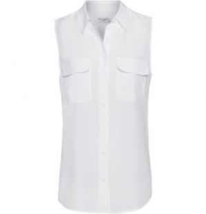 Equipment- Sleeveless Slim Signature in Bright White