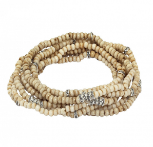 Lisa Freede Mala Bracelet Stack in Tea Stained/Rhodium