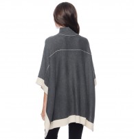 Splendid- Turtleneck Poncho in Charcoal Grey/ Camel